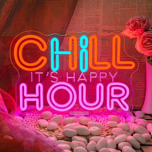 Miniatura 15 de Wanxing Letrero de neón Chill de neón azul para pared, de 14 x 7 pulgadas, luces LED para decoración de pared, luz de neón para dormitorio