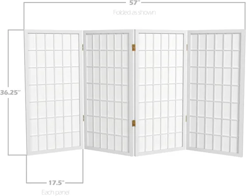 Miniatura 8 de Biombo portátil simple de 3 pies Biombo Shoji para dividir una cuarto, clásico diseño japonés, 4 tamaños y 6 colores, Madera, Blanco