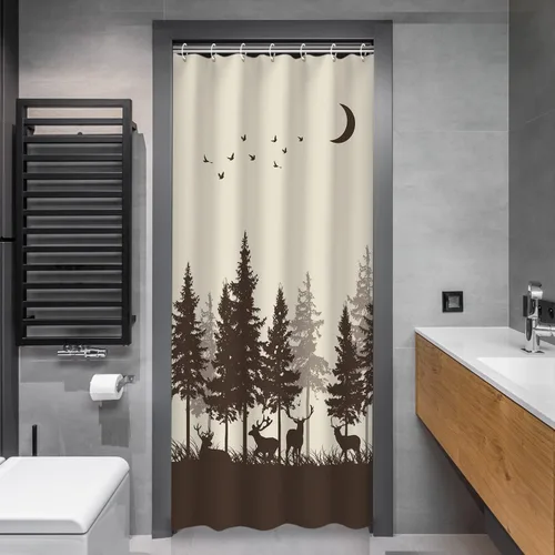 Miniatura 2 de RosieLily Cortinas de ducha de cabaña, cortina de ducha de ciervo, cortina de ducha de camuflaje para baño, cortina de baño de caza de alces