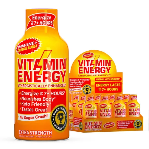 Miniatura 70 de Vitamin Energy Immune+ Extra Strength Energy Shot Army Orange 10 unidades, 260 mg de cafeína natural, vitaminas B, citicolina, té verde, apoyo