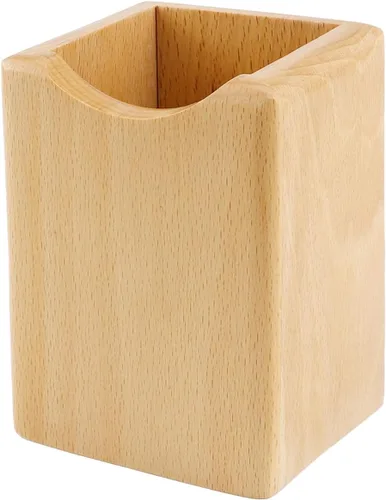 Caja de bolígrafos de madera natural, organizador de papelería de escritorio, soporte creativo y simple de madera maciza para suministros de oficina