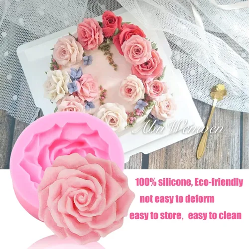 Miniatura 5 de Zixiang Bloom - Molde de silicona con diseño de flores de rosas 3D, para decoración de pasteles, jabón, velas, caramelos, chocolate, polimérico