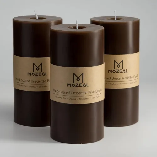 Miniatura 63 de MOZEAL Velas grandes sin perfume vertidas a mano de 3 x 8 pulgadas, sin humo, juego de 2, combustión lenta, sin goteo, aproximadamente 150 horas