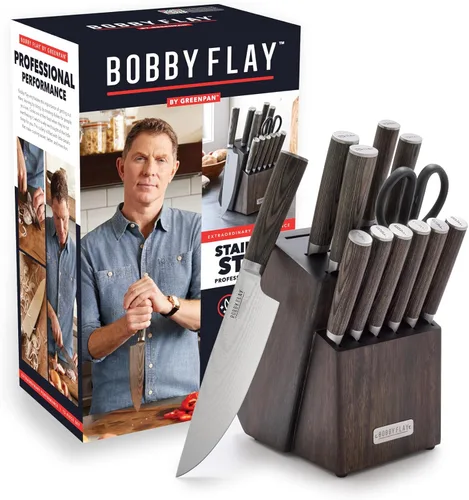 Miniatura 10 de GreenPan x Bobby Flay - Cuchillo de chef de 8 pulgadas con funda, hoja de acero inoxidable de alta calidad, herramienta de cocina de corte