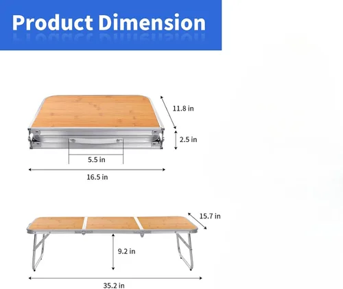 Miniatura 3 de Moosinily Mesa de Camping Pequeña de 3 Pies Mesa de Picnic Plegable Mesa de Campamento Baja Plegable Portátil Corta de Aluminio para Exteriores