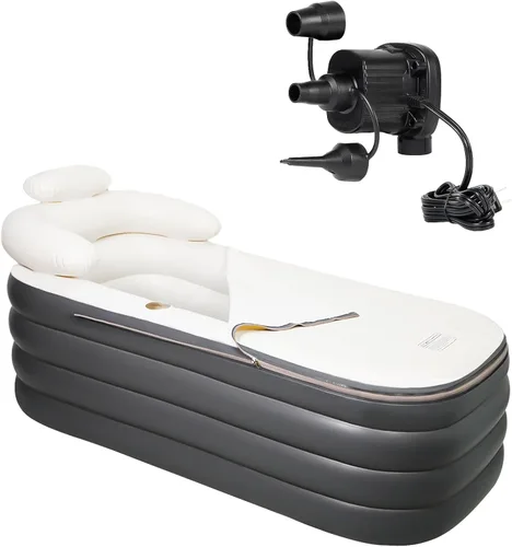 Crossing King bañera inflable, bañera portátil para adultos con bomba de aire eléctrica, tina de spa plegable sin soporte con reposacabezas y