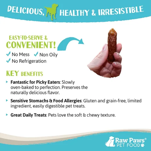 Miniatura 5 de Raw Paws Golosinas de salchichas suaves sin granos para perros y gatos – Receta de carne de res, 6 onzas – Golosinas para perros con salchicha