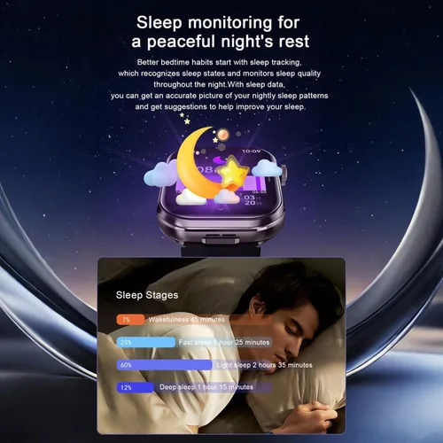 Miniatura 7 de Reloj inteligente Desong con auriculares, pantalla HD de 2.02", reloj de fitness, responder/realizar llamadas, reloj inteligente 2 en 1