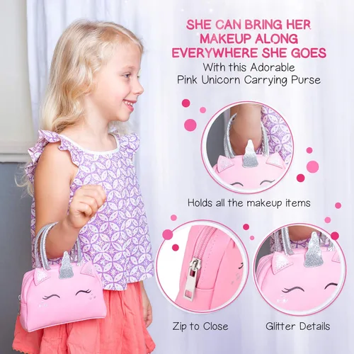 Miniatura 4 de Sprinkles Toyz Kit de maquillaje real para niñas pequeñas: con bolsa de maquillaje de unicornio rosa, juguetes de maquillaje reales, no tóxicos