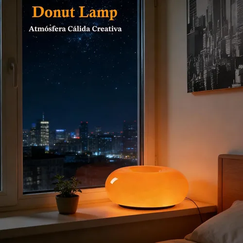 Miniatura 2 de Lámpara de dona blanca de diseño creativo, aplique de pared enchufable o lámpara de mesa Lámpara de ambiente de doble uso, moderna lámpara de pared