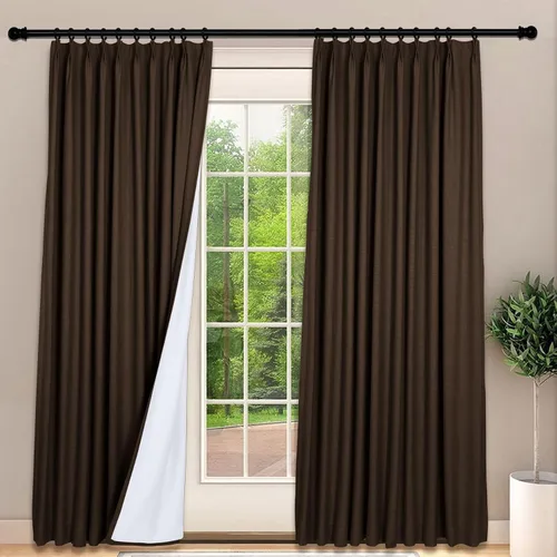 Miniatura 17 de Frelement Cortinas 100% opacas con forro térmico, cortinas de lino para decoración de Navidad, cortinas plisadas con aislamiento térmico