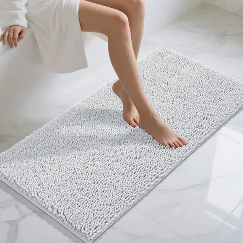 Miniatura 106 de Yimobra Alfombras lavables para baño, alfombra de baño de chenilla súper suave y absorbente para piso y alfombra, alfombra antideslizante de secado