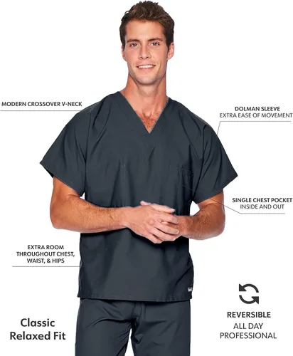 Miniatura 2 de Landau Essentials Unisex Relaxed Fit 1-Pocket V-Neck Scrub Top 7502