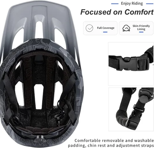 Miniatura 4 de Casco de Bicicleta BATFOX, Casco de Bicicleta de Montaña para Hombres, Mujeres, Adultos y Jóvenes Gris