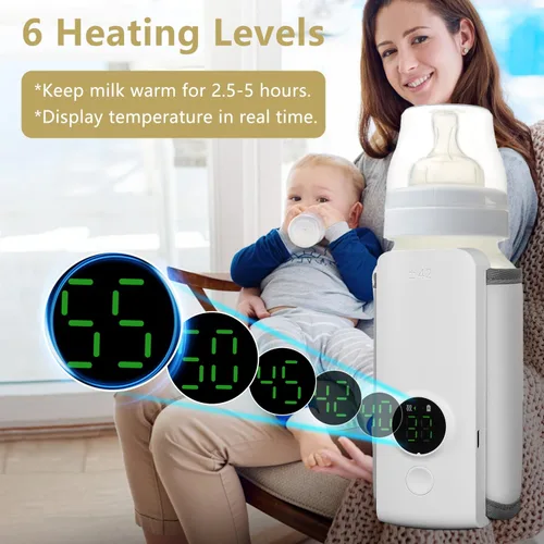 Miniatura 3 de TeqHome Calentador de biberones portátil para viajes, calentamiento instantáneo y calentamiento constante, calentador de biberones portátil