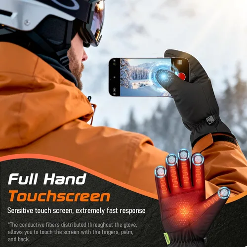 Miniatura 7 de Guantes de invierno impermeables, pantalla táctil térmica, clima frío, esquí, nieve, guantes cálidos a prueba de viento para ciclismo, correr