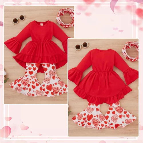 Miniatura 4 de XIFAMNIY Conjunto de 3 piezas de pantalones para niñas pequeñas del Día de San Patricio