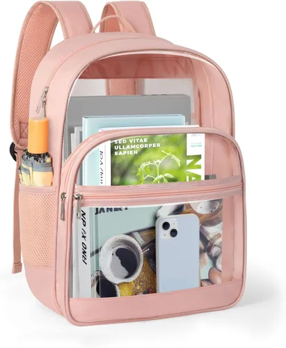 Miniatura 8 de KIMNERPU Mochila Transparente, Mochila de Libros Transparente de Servicio Pesado para la Escuela, Negro, Mediana, Moderno