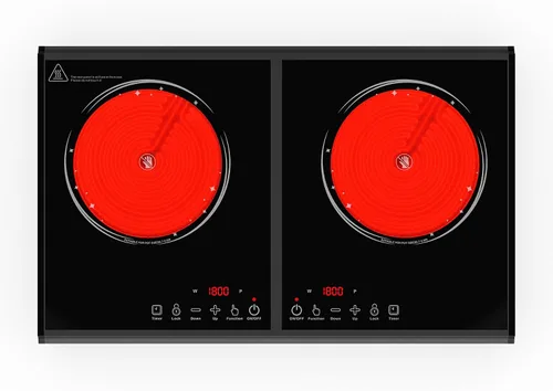 VBGK Placa de cocina eléctrica, estufa de 110 V 3600 W, encimera de 22 pulgadas con 9 niveles de potencia, control táctil LED, protección contra