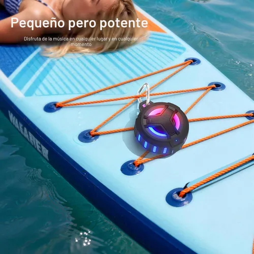 Miniatura 8 de EBODA Altavoz de ducha Bluetooth, altavoces Bluetooth portátiles, altavoz inalámbrico impermeable IP67 con luz LED, flotante, 2000 mAh, estéreo Negro