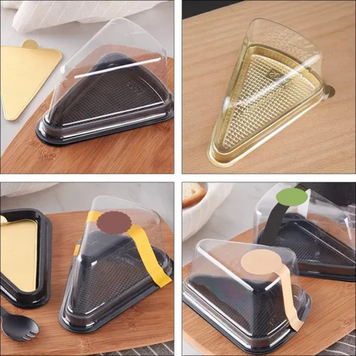 Miniatura 3 de Abaodam Cajas triangulares para rebanadas de pastel de 5.5 pulgadas, transparentes, reutilizables, con tapas, para pasteles de queso, mousse