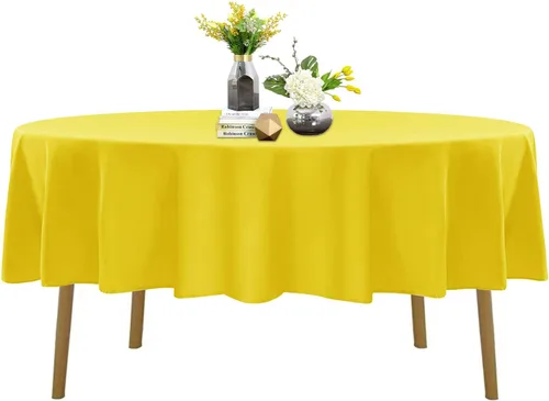 Miniatura 119 de Mantel de poliéster lavable de 90 pulgadas, resistente a las manchas y a las arrugas, mantel decorativo para mesa de comedor, fiestas de bufé y Negro