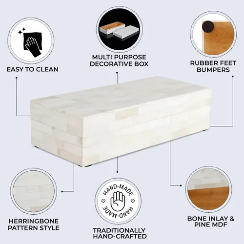 Miniatura 3 de Handicrafts Home Caja de almacenamiento decorativa con tapa – 10 x 4.5 x 2.5 pulgadas Organizador de decoración moderna para el hogar, caja