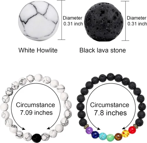 Miniatura 2 de 4 pulseras de chakras pulseras de aceite esencial para niños y hombres pulseras de piedra de lava cuentas de chakras pulseras de aromaterapia piedra