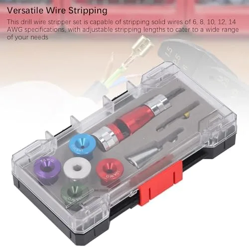 Miniatura 2 de Sonew Juego de herramientas de pelacables de taladro eléctrico para cables duros sólidos 6, 8, 10, 12, 14 AWG
