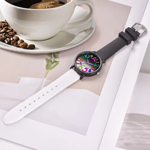 Miniatura 5 de Bisley Reloj de silicona de retazos para mujer, de 1.457 in, con cara grande, fácil de leer, resistente al agua