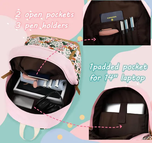 Miniatura 4 de Leaper Mochila escolar linda para niñas: bolsas de lona Kawaii para niñas de 10 a 12 años - Mochilas de viaje para laptop para adolescentes