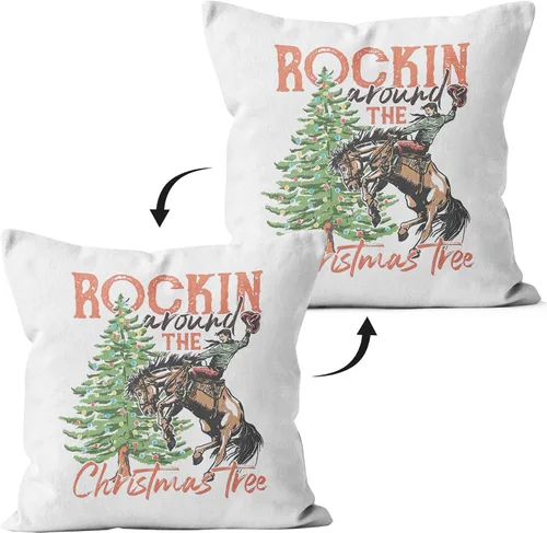 Miniatura 2 de Decoración navideña occidental: fundas de almohada de 18 x 18 pulgadas para dormitorio y sofá, decoración de árbol