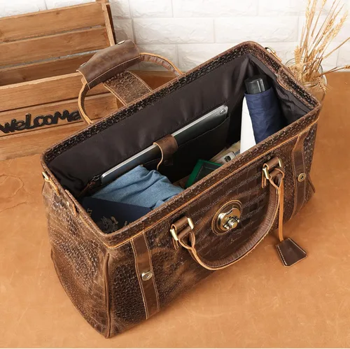 Miniatura 3 de Polare - Bolsa de lona elegante para hombre, 21 pulgadas, de piel de vaca, para viajes, Marrón