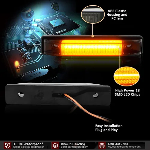 Miniatura 6 de D-Lumina Guardabarros Ensanchados Conjunto de Luz Marcadora Lateral Lente Ahumada Ámbar para Je-ep Wrangler TJ JK JL Guardabarros Ensanchados