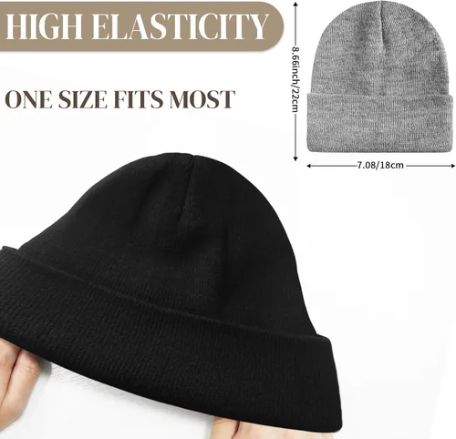 Miniatura 7 de PFFY 2 Packs Unisex Beanie Hats for Men Women Knit Winter Beanies