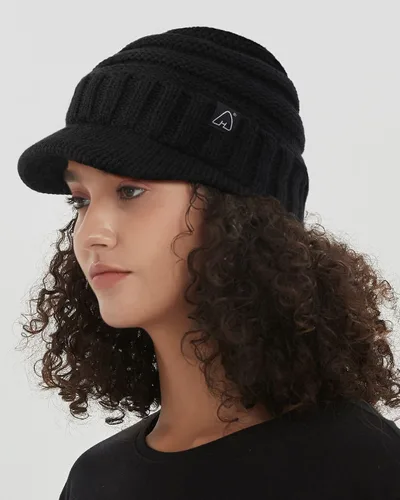 Miniatura 2 de Hat Hut Gorros de invierno para mujeres y hombres, con forro de satén, gorro de invierno para mujer, gorro con visera de ala