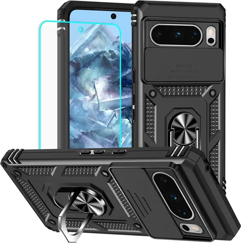 Miniatura 11 de HNHYGETE Funda para Pixel 6a con protector de pantalla HD, soporte giratorio de grado militar de 360° (resistente) a prueba de golpes para Google