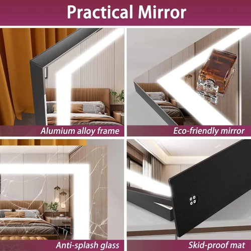 Miniatura 6 de Hasipu Espejo de tocador con luces, espejo de maquillaje LED de 24.2 x 19.7 pulgadas, espejo iluminado con aumento de 10 veces y USB, soporte