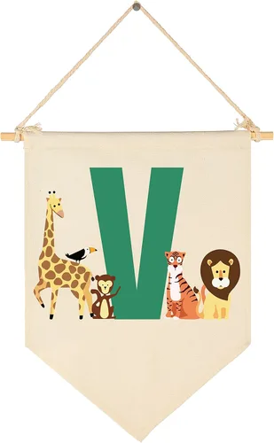 Miniatura 22 de Bandera personalizada de animales del bosque, regalos para bebé, niño, niña, recién nacido, banderín de safari de selva, letrero de pared, regalos