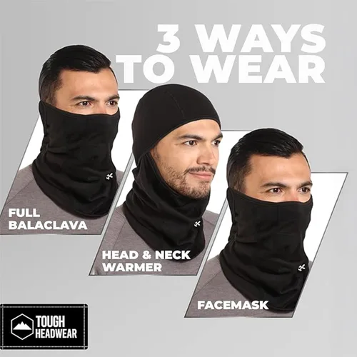 Miniatura 6 de Tough Headwear Máscara de esquí para mujeres y hombres – Pasamontañas – Cubierta térmica de invierno Shiesty – Equipo de clima frío para esquí Negro