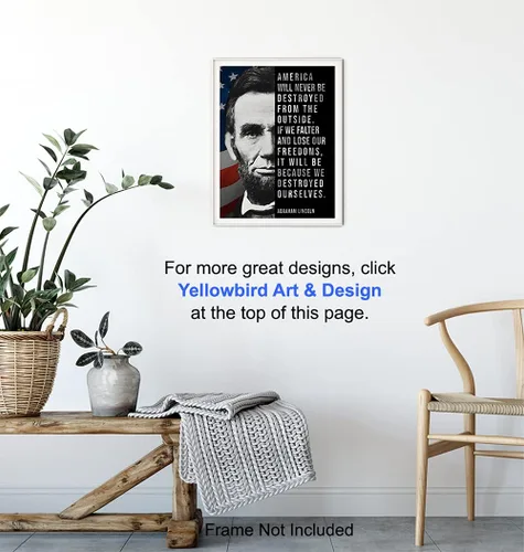 Miniatura 6 de Abe Lincoln - Póster de Abraham Lincoln, 8 x 10 pulgadas, decoración de pared de bandera estadounidense, decoración patriótica de pared, arte