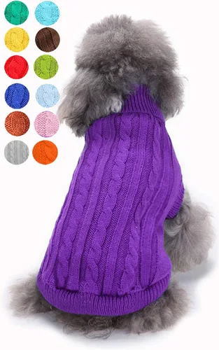 Miniatura 31 de Suéter para perro, cálido y suave, mediano (pecho 16-18 pulgadas), rosa, cuello alto clásico, lavable a máquina, invierno, unisex, sólido