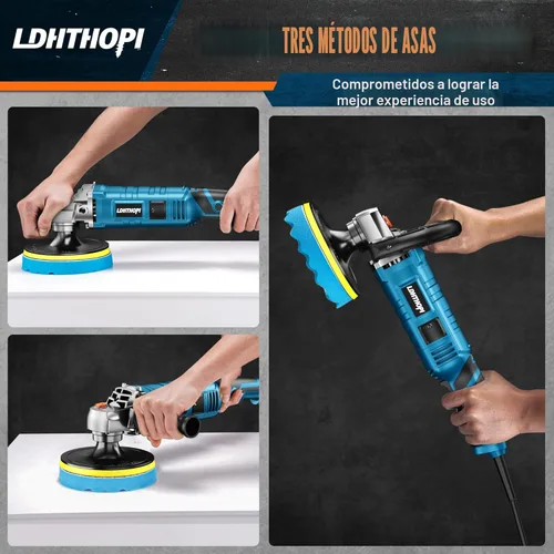 Miniatura 4 de LDHTHOPI Pulidora Buffer, 1600W 7 Pulgadas/6 Pulgadas Pulidora Buffer Rotatoria Encerador, 7 Velocidad Variable 1000-3500 RPM, Mango Desmontable