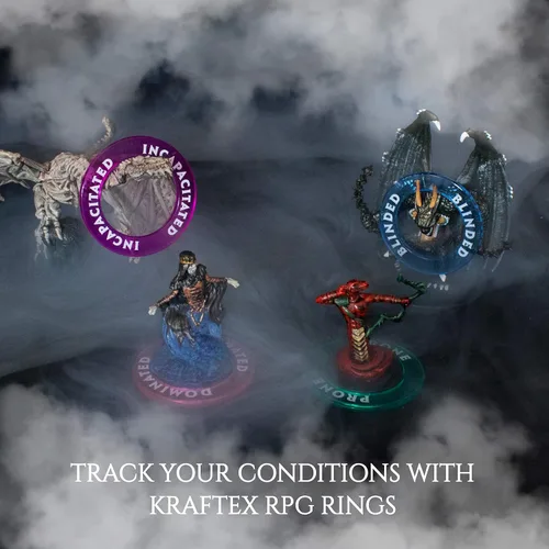 Miniatura 2 de Kraftex Anillos de condición DND [96 piezas]: Accesorios para Dungeon Masters para rastrear efectos de hechizos. Marcadores de condición Los