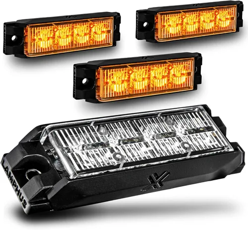Miniatura 75 de LAMPHUS NanoFlare - Luz de advertencia estroboscópica de 5 pulgadas y 6 W, color blanco ámbar, luz de advertencia estroboscópica para parrilla