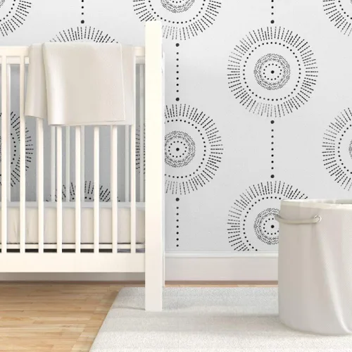 Miniatura 6 de Muestra de papel tapiz extraíble – Boho Geométrico Acuarela Círculos Abstracto Neutral Personalizado pre-pegado Papel pintado por Spoonflower