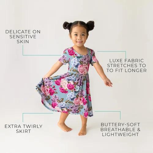 Miniatura 79 de Posh Peanut - Vestidos para niñas – Vestido suave para niña hecho con viscosa de bambú – Vestidos de otoño, primavera y verano para niñas