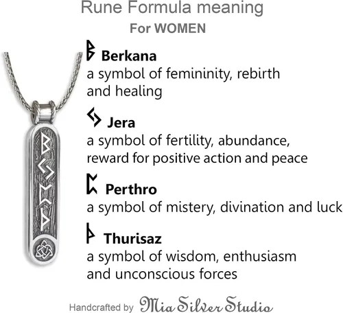 Miniatura 26 de Viking Rune Formula Pendant Necklace for Men Women - 925 Sterling Silver - Norse Nordic Celtic Jewelry - Runes Protection Amulet - Matching