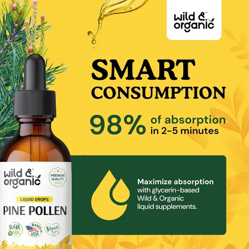 Miniatura 4 de Wild & Organic Tintura de polen de pino, antioxidante y apoyo inmunológico, gotas de extracto de polen de pino, suplemento líquido vegano, sin
