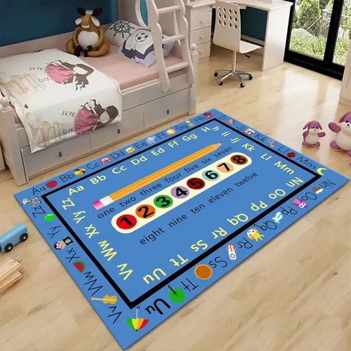 Miniatura 9 de Alfombras de área para niños, 3 x 4 pies, alfabeto, números y formas, alfombra de aprendizaje educativa para niños para sala de juegos, sala